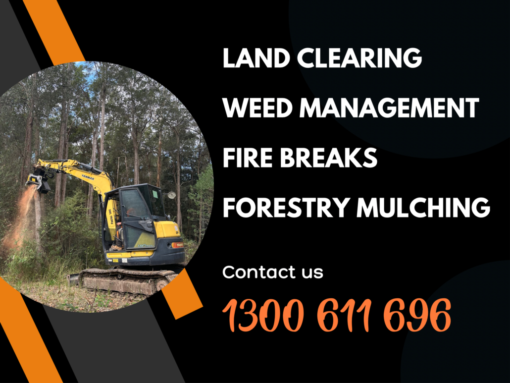 We offer land clearing services around the Sunshine Coast region. This includes making fire breaks, weed management, lantana clearing. Our excavator with hydraulic mulching head is perfect for hard to reach places or difficult terrain. Contact us for land clearing on the Sunshine Coast.