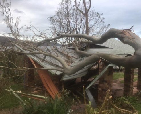 Removal of tree from house after cyclone Debbie at Whitsundays